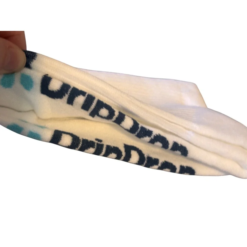DripDrop Womens Crew Socks OS White Navy Blue Striped Mercerized Cotton Athletic